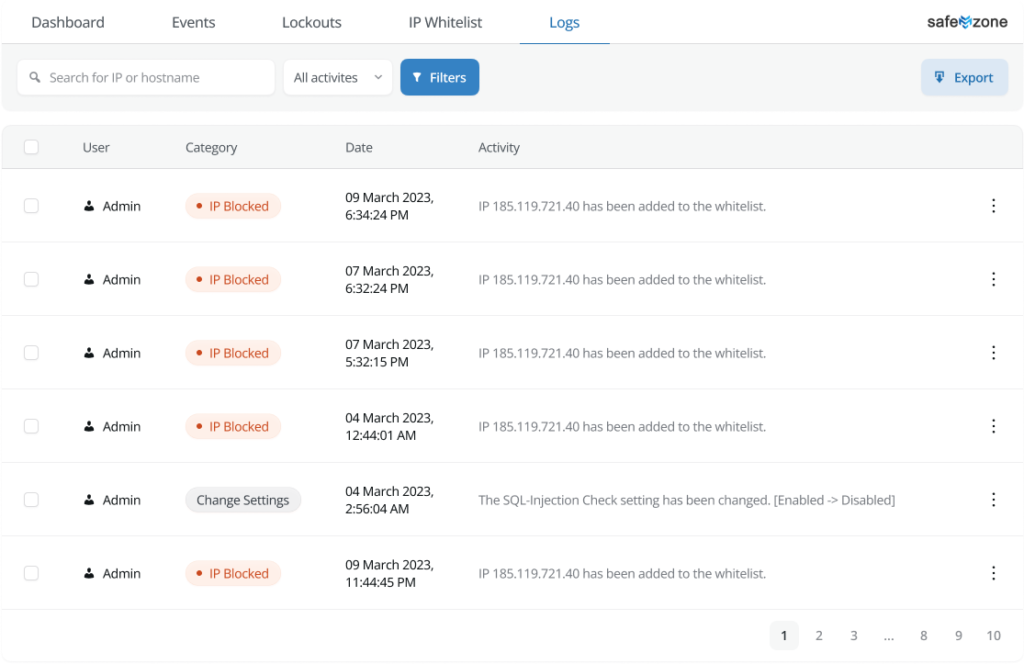Wp Safe Zone - Wordpress Security Plugin